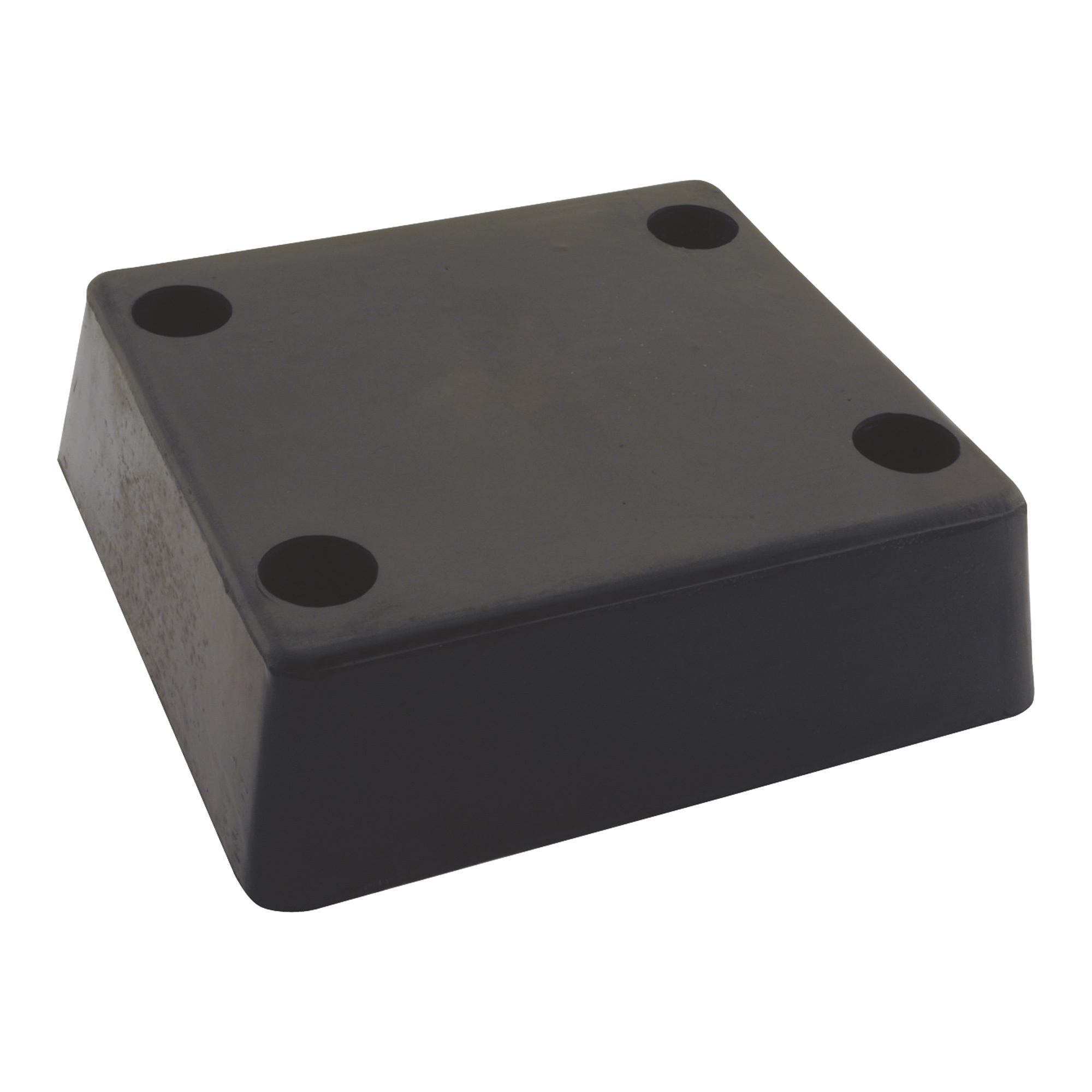 Vestil Molded Rubber Bumper - 13in.L x 12in.W x 4in.H, Fiber Reinforced, Pre-Drilled Mounting Holes, Model# B-1213-4